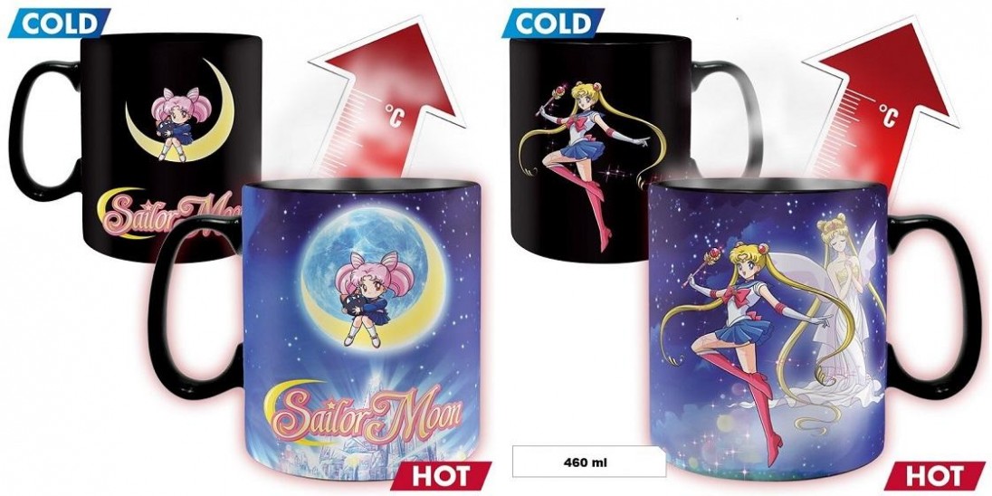 Κούπα Sailor Moon + Chibi Moon (Heat Change 460ml)